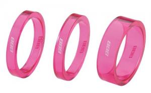 BBB TransSpace 1-1/8" 2x 5mm 1x 10mm pink transparent 